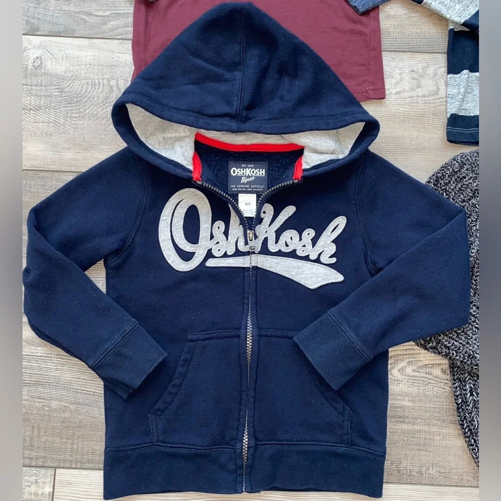 🍂 Osh Kosh Cat & Jack Dino Long Sleeve Shirts Zip Hoodie Bundle Lot 4 4T 4/5
